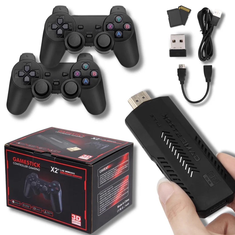 Wireless 4K HDMI TV Game Stick Console Built in 20000+ Games + 2 Wireless Gamepad